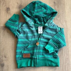 Wild Dude Green Striped Kids Hoodie